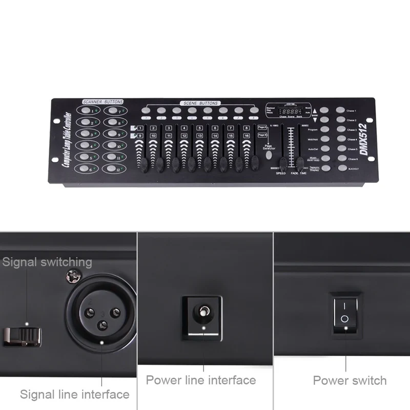 192 Kanäle DMX512 Controller Konsole 240 Szenen Lichtpult Bühnenlicht