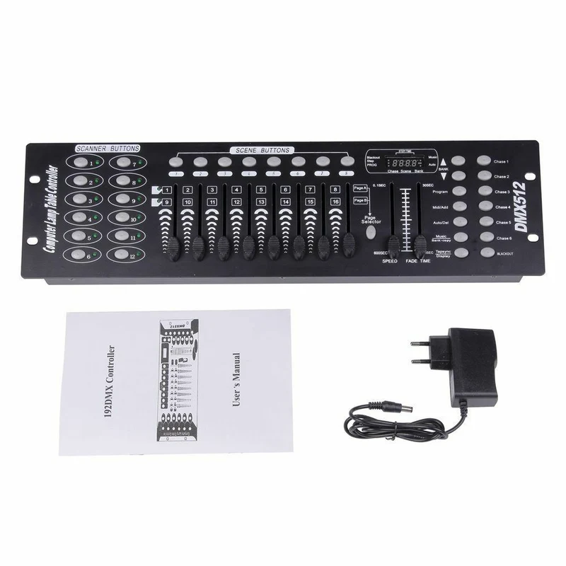 192 Kanäle DMX512 Controller Konsole 240 Szenen Lichtpult Bühnenlicht