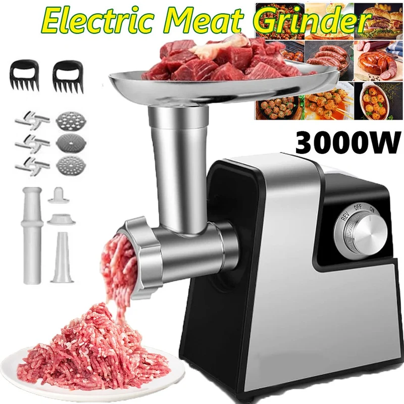 3000W Elektrischer Fleischwolf Edelstahl Wurstmaschine Wurstfüller
