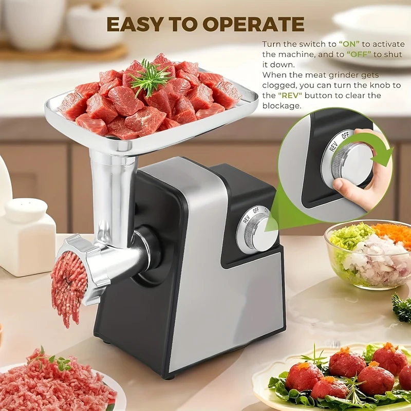 3000W Elektrischer Fleischwolf Edelstahl Wurstmaschine Wurstfüller