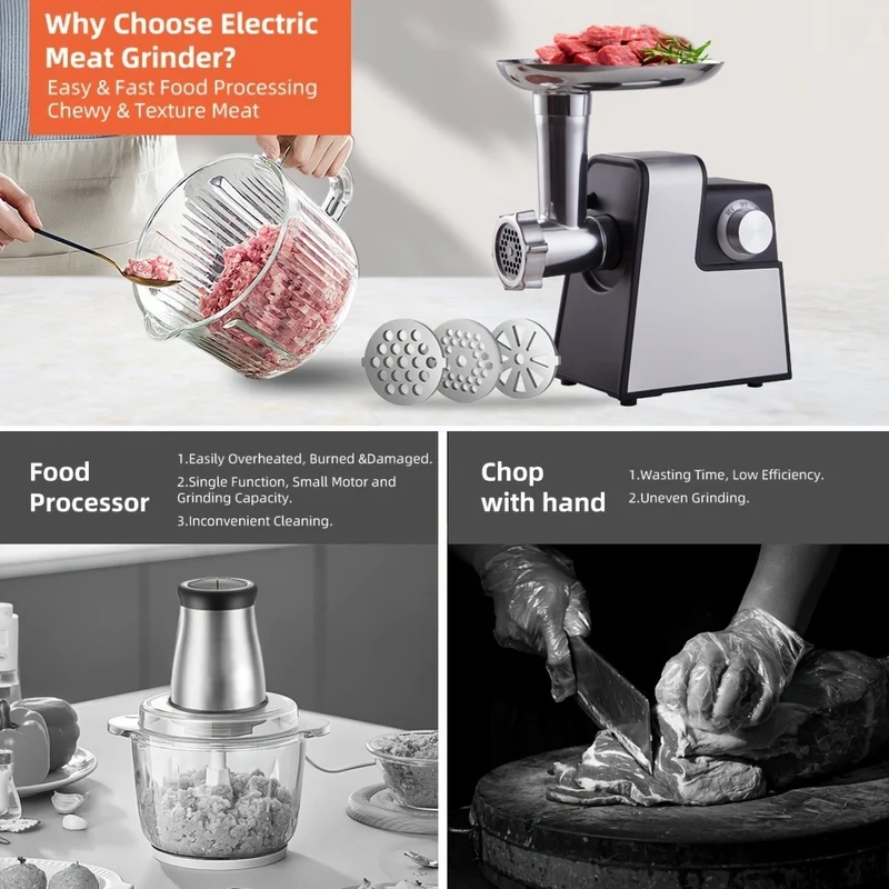 3000W Elektrischer Fleischwolf Edelstahl Wurstmaschine Wurstfüller