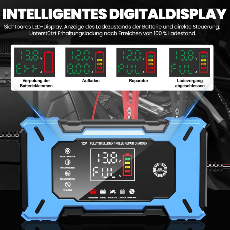 Batterieladegerät 12V 6A Auto Motorrad AGM GEL Impulsreparatur