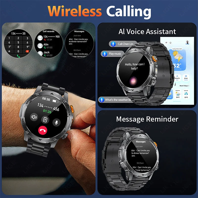 ⌚50% RABATT! 🏆 Smart Bluetooth Sportuhr – 1000mAh Akku & Fitness-Tracking – Herzfrequenz, Schrittzähler & Schlafüberwachung – wasserdicht & kompatibel mit iOS/Android – perfekt für den aktiven Alltag 💪✨