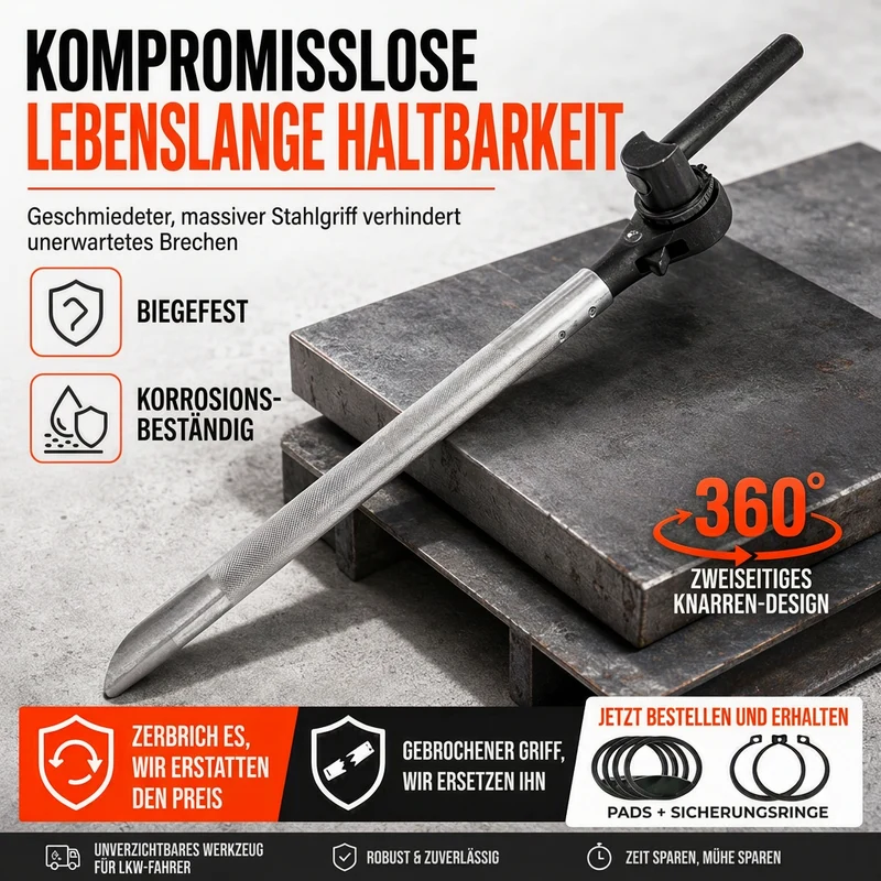 🔧50% RABATT⏰Ratschenschlüssel für LKW-Seile, 360° drehbar, stabil & belastbar🚛