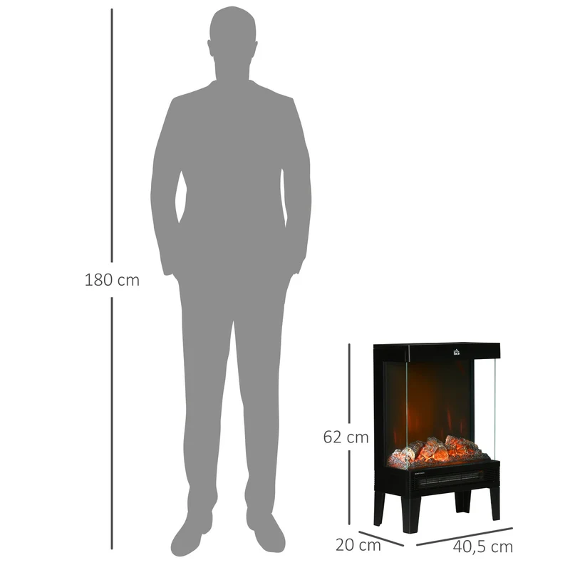 Elektrokamin 2000W Standkamin Heizung LED Flammeneffekt Thermostat Ofen