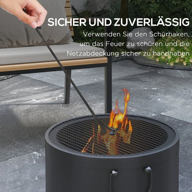 Feuerstelle Rauchfrei Holzfeuerschale Funkenschutz Schürhaken
