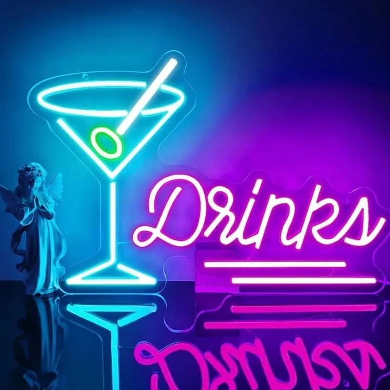 LED Neon Schild Drinks Cocktail Bar Neonlicht USB Club