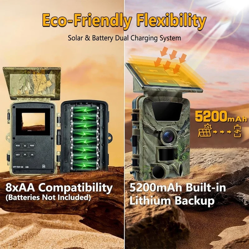 4K Solar Wildkamera 60MP WLAN Handyübertragung IP66 Nachtsicht 120°