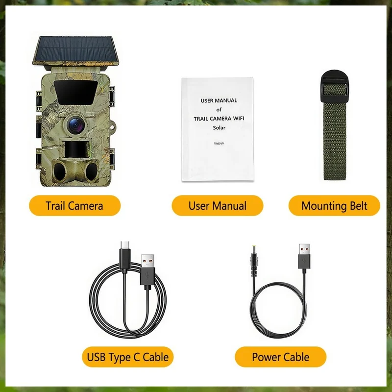 4K Solar Wildkamera 60MP WLAN Handyübertragung IP66 Nachtsicht 120°