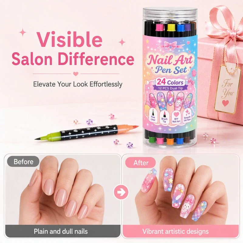 📢📢 50% RABATT !!⏰️ 24 Farben Doppelendige Nailart-Stifte Set