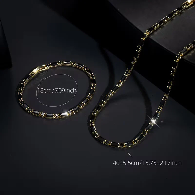 ✨ JETZT 50% RABATT! 💎 Funkelndes Schmuckset für Männer – Halskette & Armband – Kubischer Zirkonia – Perfekt für Alltag und Feier 🎁