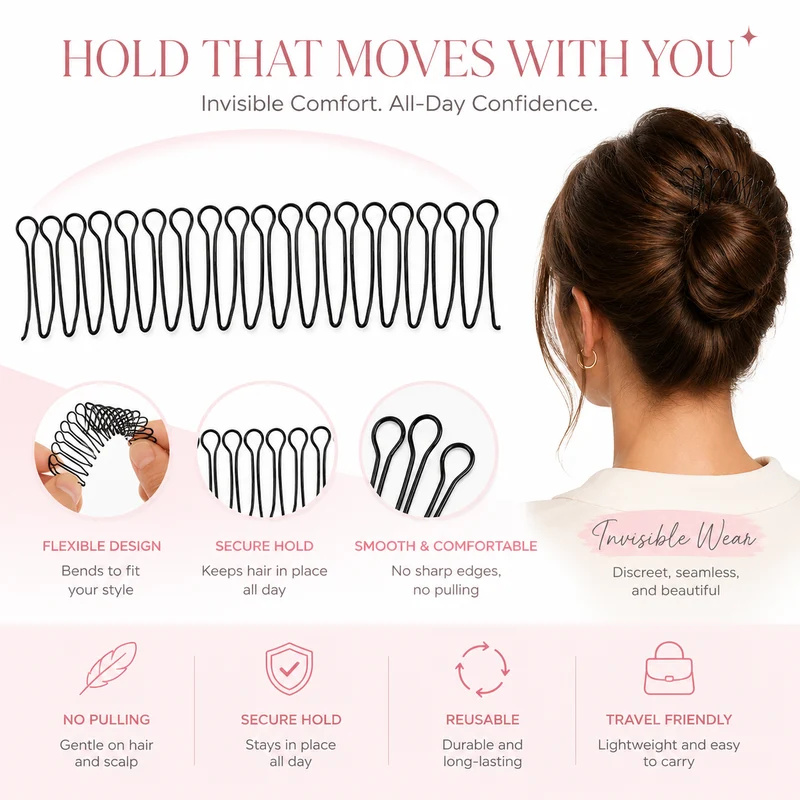 📢📢50 % Rabatt!!🥳 💞 50K+ VERKAUFT! 💇‍♀️✨ Flexibler, unsichtbarer Haarkamm – unsichtbar, flexibel und rutschfest – sorgt sofort für perfekten, sicheren Halt! 🌟