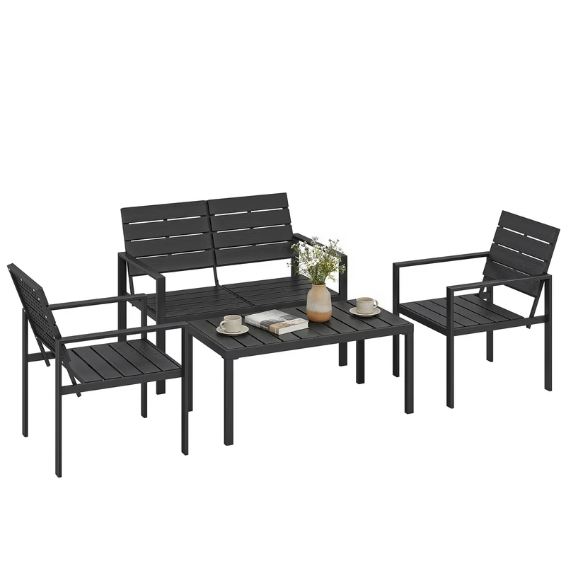Balkonmöbel Set 4-teilig Sofa Sessel Tisch Wetterbeständig