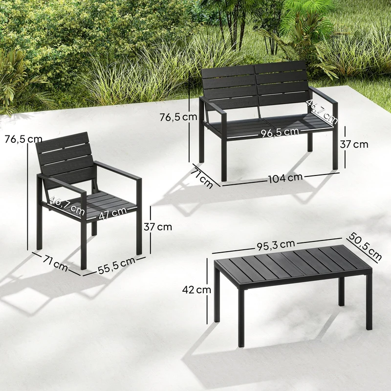 Balkonmöbel Set 4-teilig Sofa Sessel Tisch Wetterbeständig