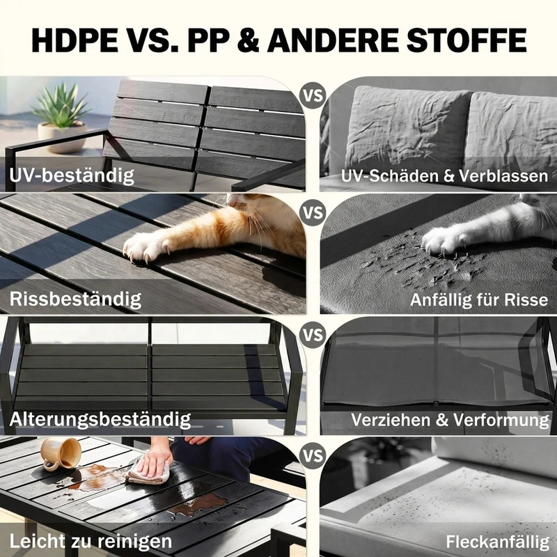 Balkonmöbel Set 4-teilig Sofa Sessel Tisch Wetterbeständig