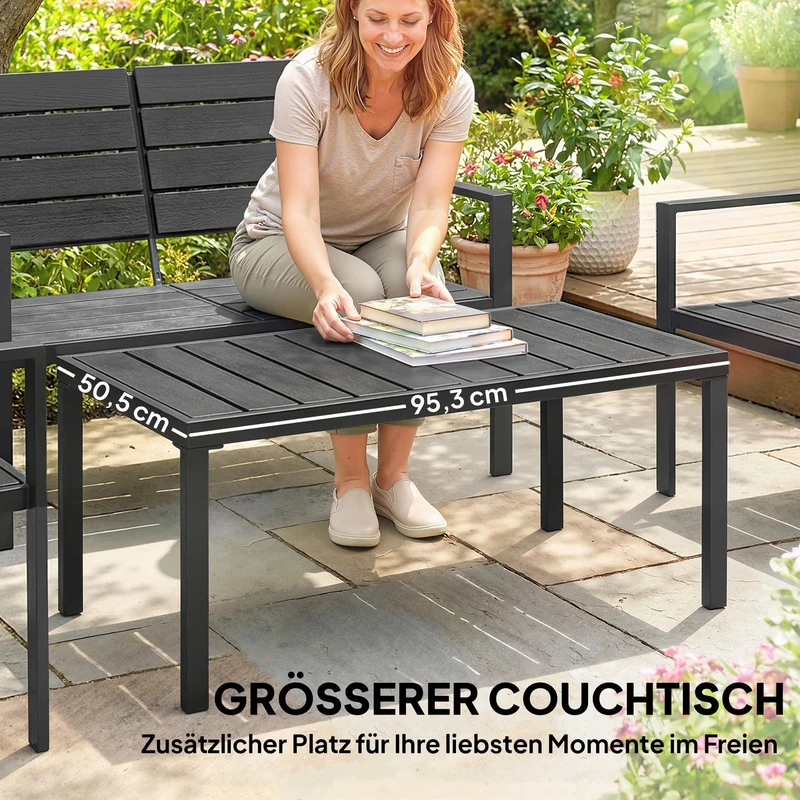 Balkonmöbel Set 4-teilig Sofa Sessel Tisch Wetterbeständig
