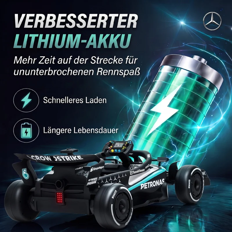 Elektro Go-Kart 12V Kinder Gokart 2 Motoren LED Rücklichter F1 Optik