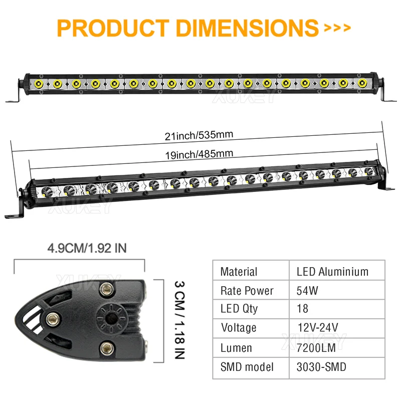 53cm LED Arbeitsscheinwerfer Rückfahrscheinwerfer Lightbar 12V 24V