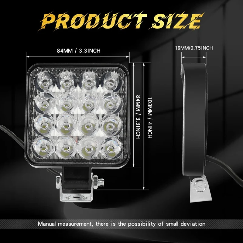 4x LED Arbeitsscheinwerfer 12V 50W Flutlicht Offroad Traktor Bagger LKW