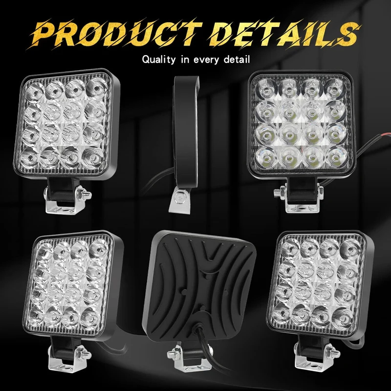 4x LED Arbeitsscheinwerfer 12V 50W Flutlicht Offroad Traktor Bagger LKW