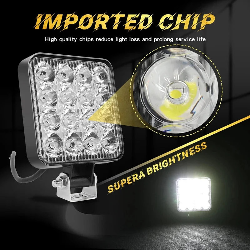 4x LED Arbeitsscheinwerfer 12V 50W Flutlicht Offroad Traktor Bagger LKW
