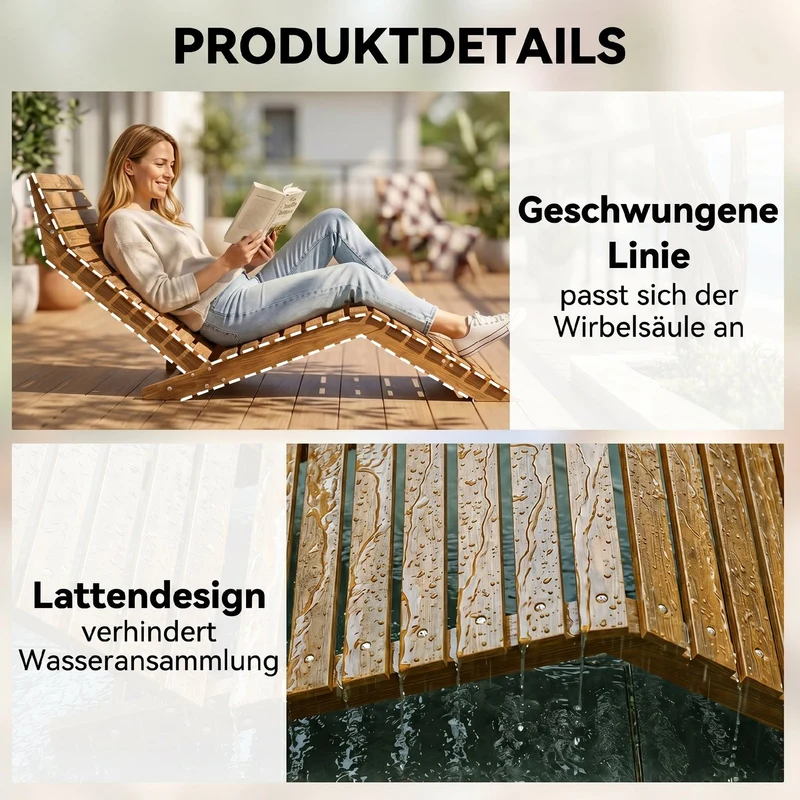 Sonnenliege Gartenliege Poolliege 170x66x77cm 120kg