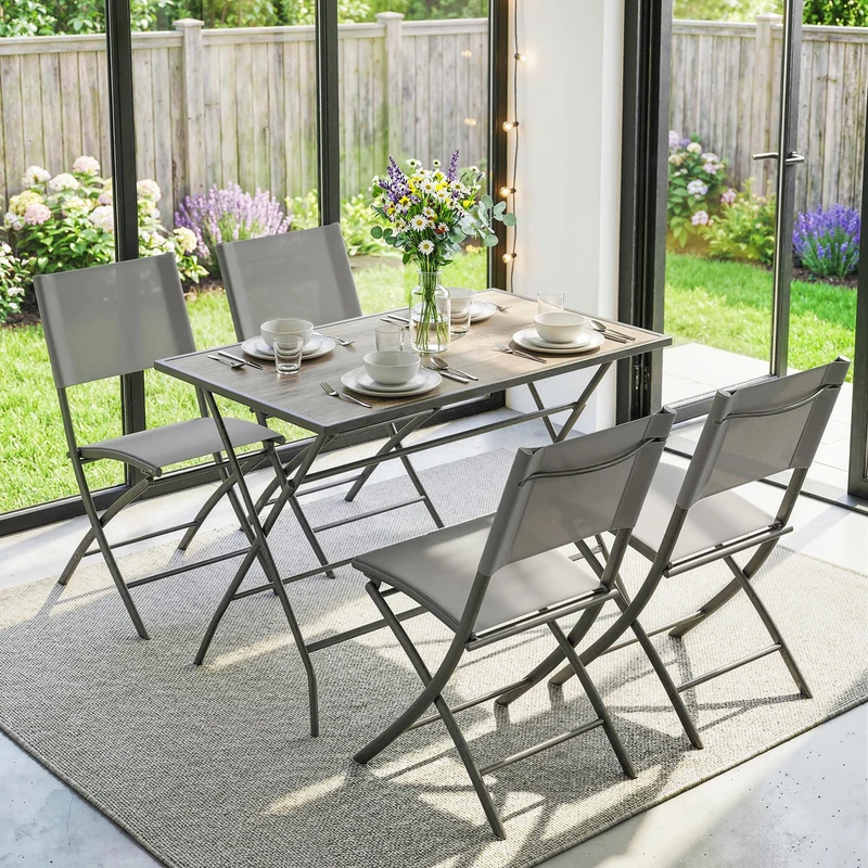 Gartenmöbel Set Klappbar 5-teilig Sitzgruppe Garten Möbel