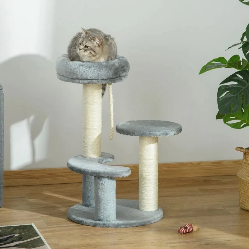 Katzenbaum Kratzbaum Kletterbaum Spielbaum Sisalsäule 65cm Grau