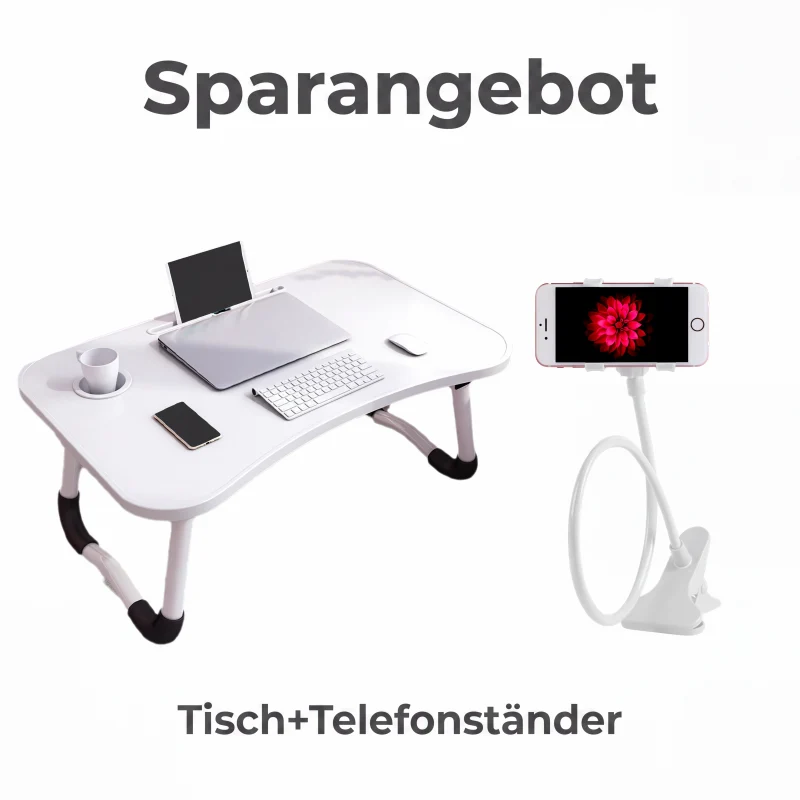 Klappbarer Laptop-Bettisch mit Becherhalter