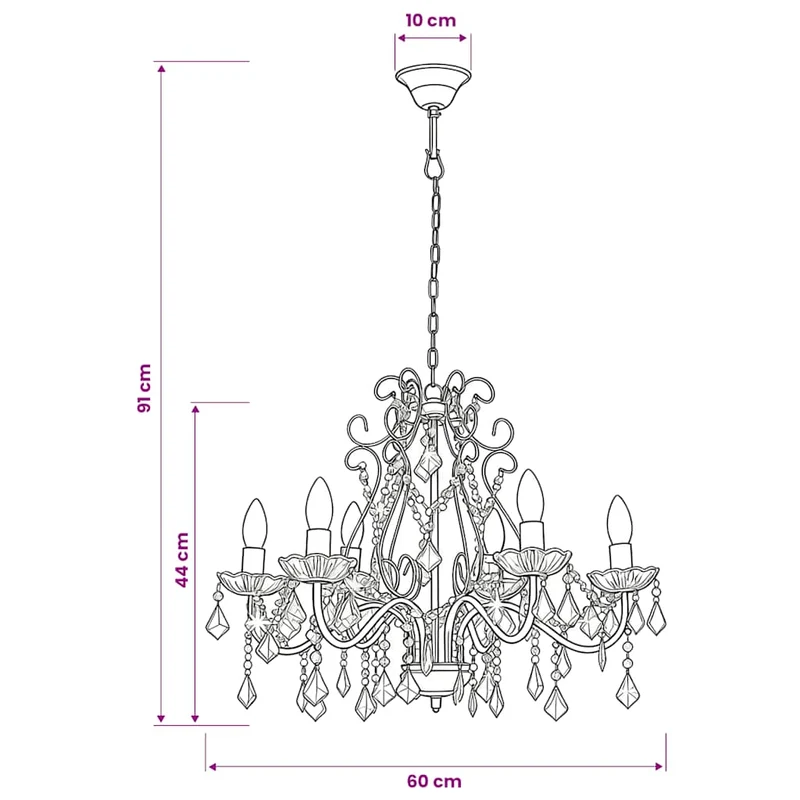 Kronleuchter Kristallperlen Rund 6xE14 60x44cm