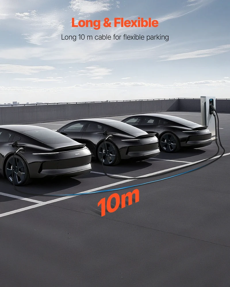 Typ 2 Ladekabel 3-Phasig 32A 10m Verlängerungskabel Elektroauto 22kW