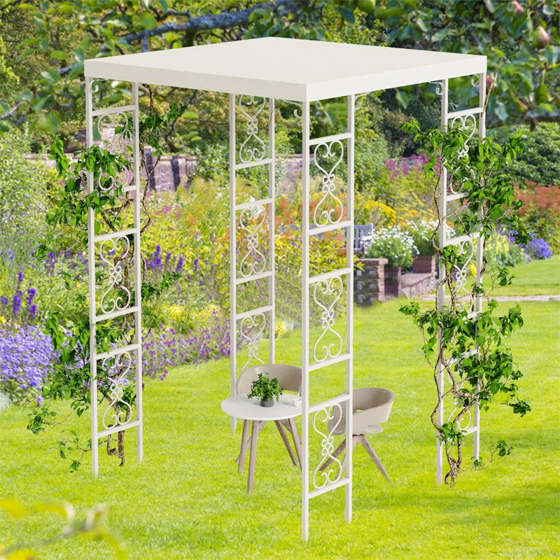 Pavillon Gartenzelt Rosenbogen Rankhilfe Torbogen Metall Dach Wasserdicht