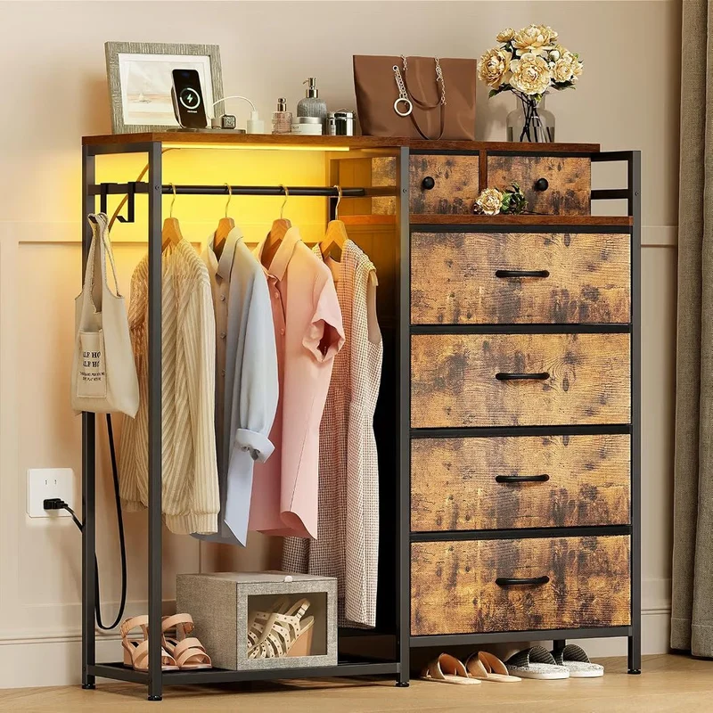 Antik LED Kommode Kleiderstange Kommodenschrank Möbel