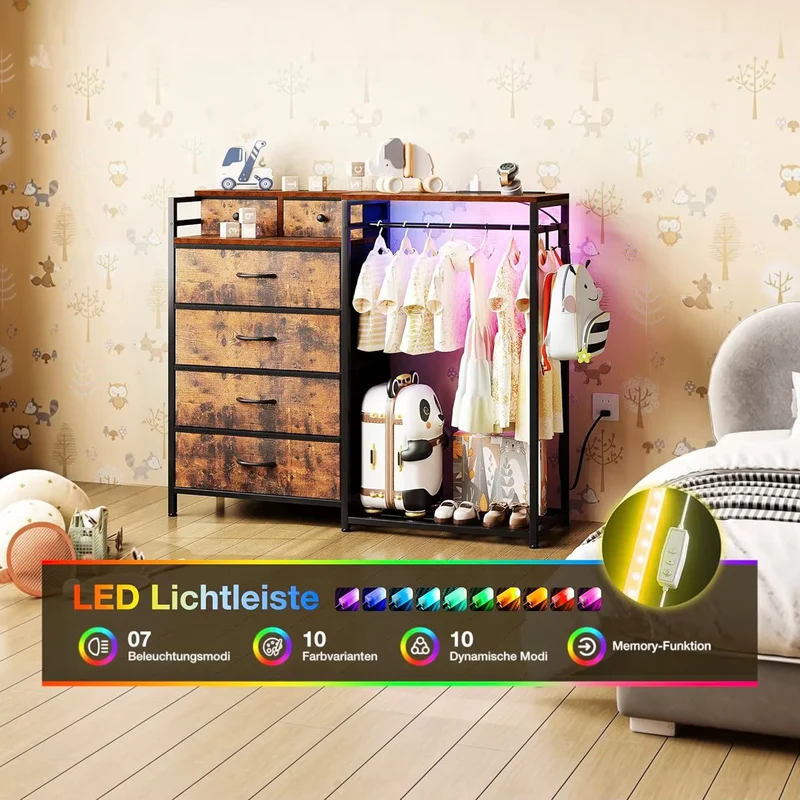 Antik LED Kommode Kleiderstange Kommodenschrank Möbel