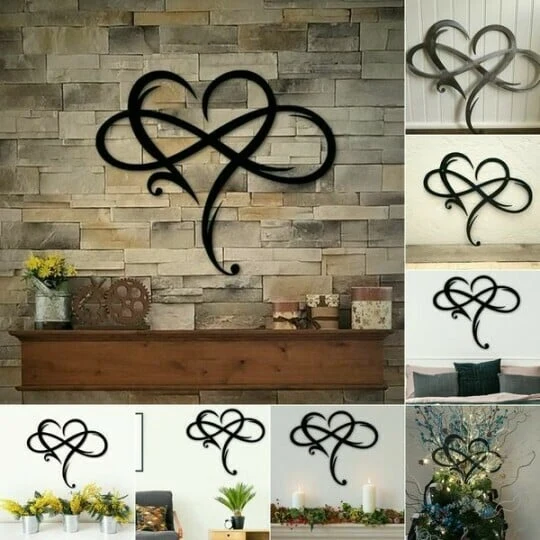 InfinityHeart Wanddekoration – Eisenskulptur mit Symbol der ewigen Liebe
