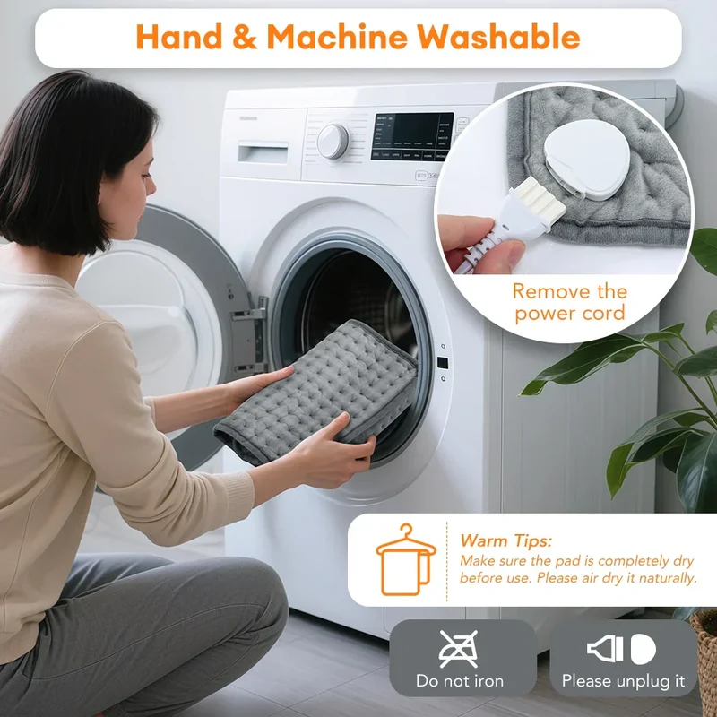 Brehn | ThermaEase Elektrisches Heizkissen | 9 Temperaturstufen & 4 Timer-Modi | 30×60 cm | Waschbar & Schnelles Heizen | Für Rücken, Bauch & Beine