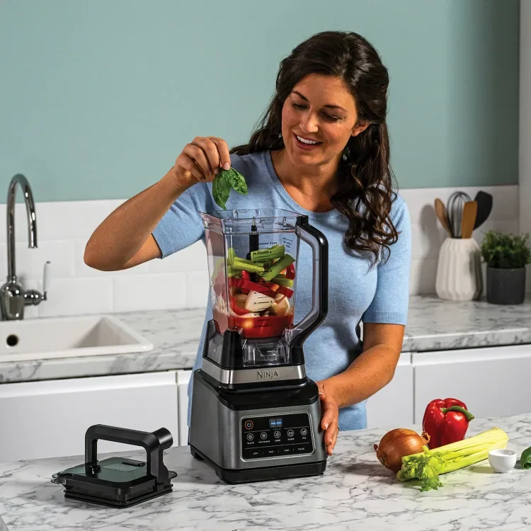 Ninja 1200W 3-in-1 Küchenmaschine mit Auto IQ - Schwarz & Silber | BN800UK