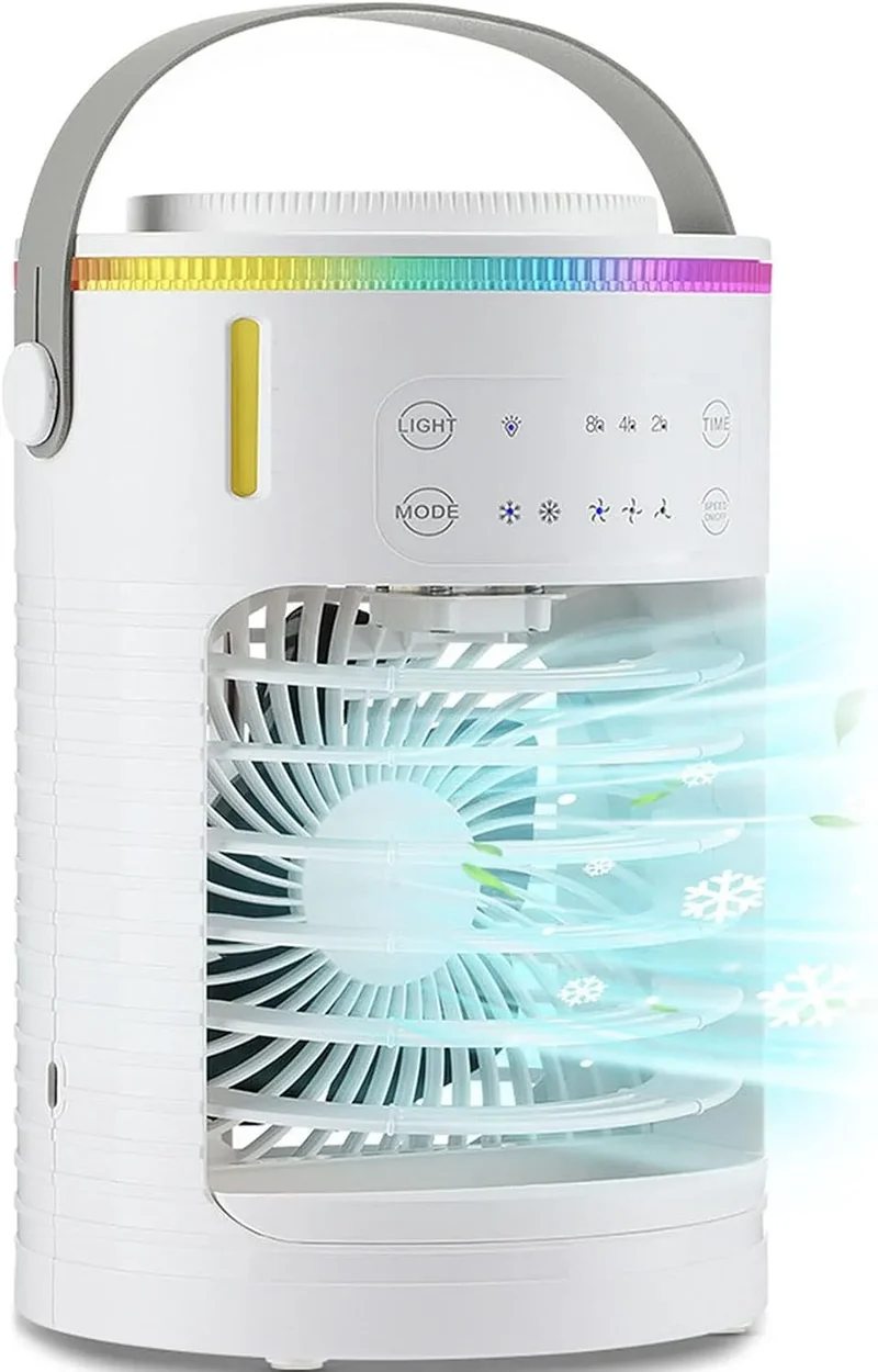 Klimaanlage 600Ml 2-4-8H, Timer, 3 Geschwindigkeiten, leise, Mobile Klimaanlage Ohne Abluftschlauch Klimagerät Mobil Mit 600Ml Wasserbehälter 3