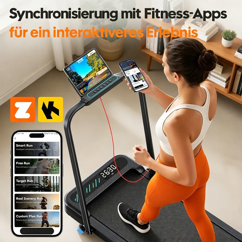Laufband Elektrisch Klappbar Steigung APP Heimtrainer