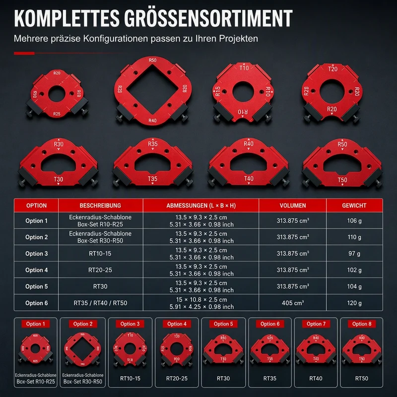 🔧 50% RABATT! 🪚 R-Winkel-Frässchablone – Für abgerundete Ecken & Holzbearbeitung ✨