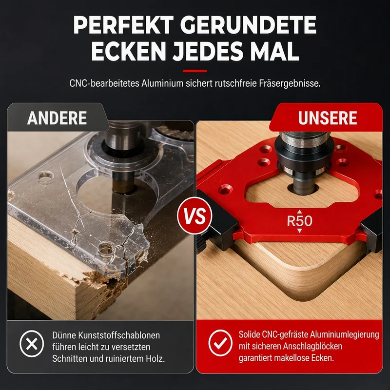 🔧 50% RABATT! 🪚 R-Winkel-Frässchablone – Für abgerundete Ecken & Holzbearbeitung ✨