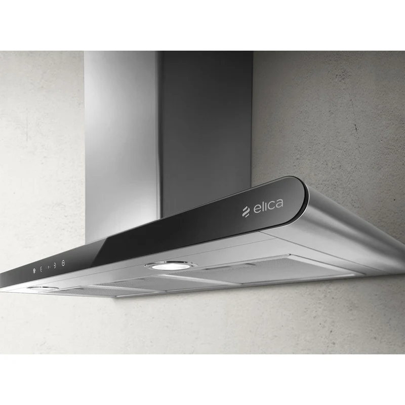 Elica 80cm Chimney Dunstabzugshaube - Edelstahl & Schwarz Glass | GALAXYBLIXA80