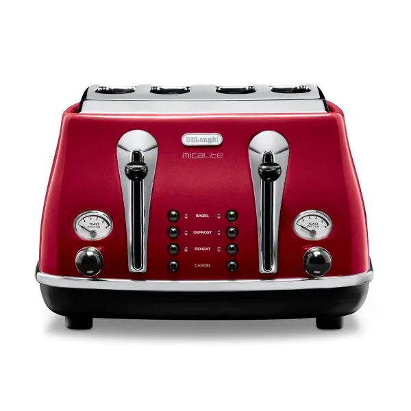 DeLonghi Icona Micalite 1800W 4 Slice Toaster - Rot | CTOM4003R