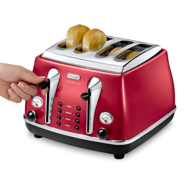 DeLonghi Icona Micalite 1800W 4 Slice Toaster - Rot | CTOM4003R