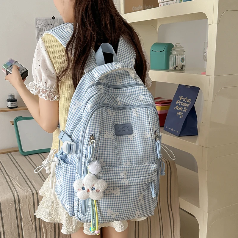 Stilvolle Karierten Druck Legere Rucksack Karnz