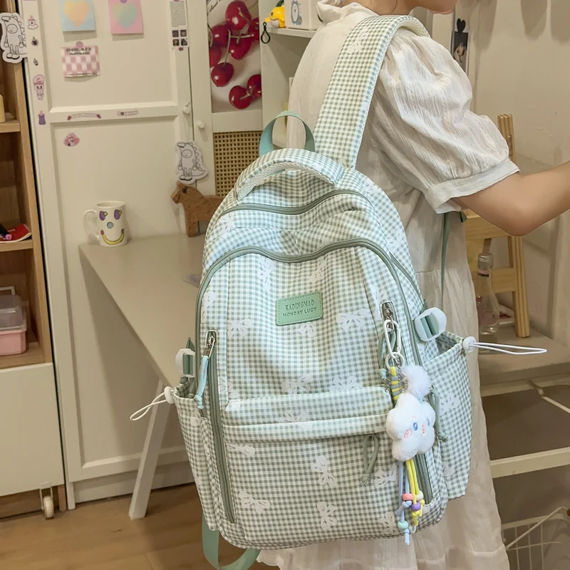 Stilvolle Karierten Druck Legere Rucksack Karnz
