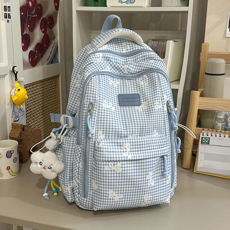 Stilvolle Karierten Druck Legere Rucksack Karnz