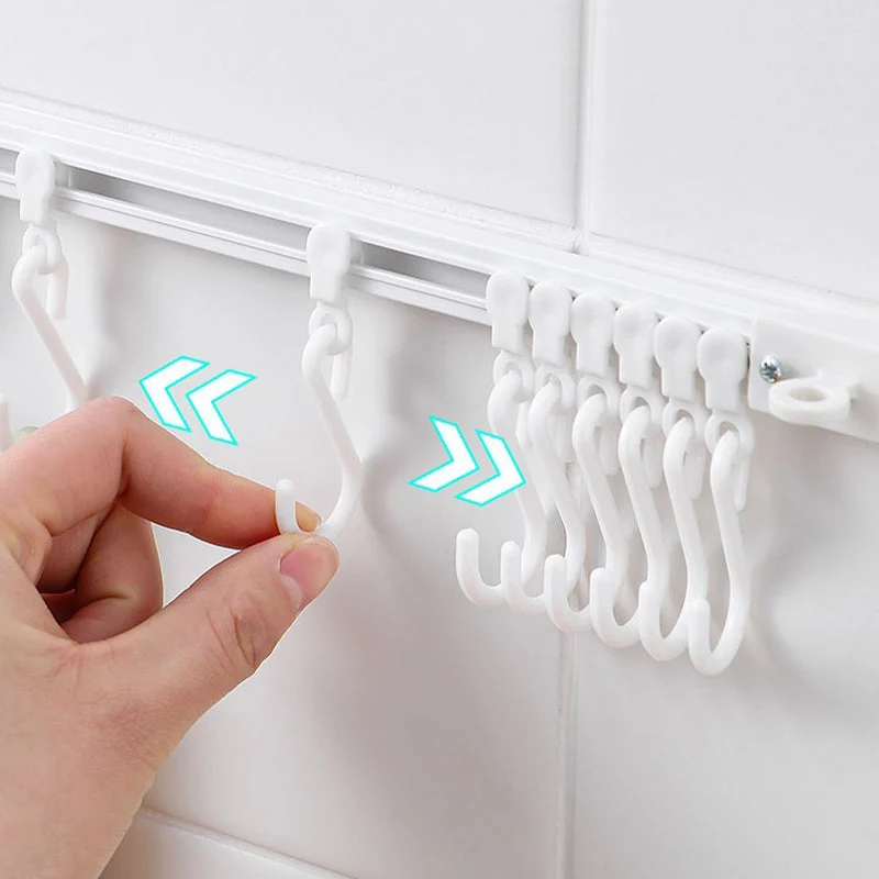Multifunktionaler Schiebehaken – Montage ohne Bohren, verstellbarer Hakenabstand. Hält Geschirr, Handtücher & Bademäntel – keine Beschädigung der Wand! 🏠✨