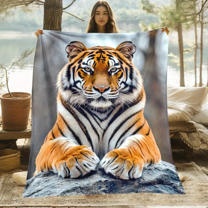 Künstlerisches Tiger-Themen-Plüschwurfdecke