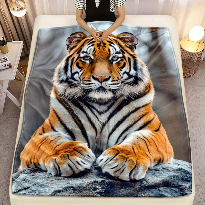 Künstlerisches Tiger-Themen-Plüschwurfdecke
